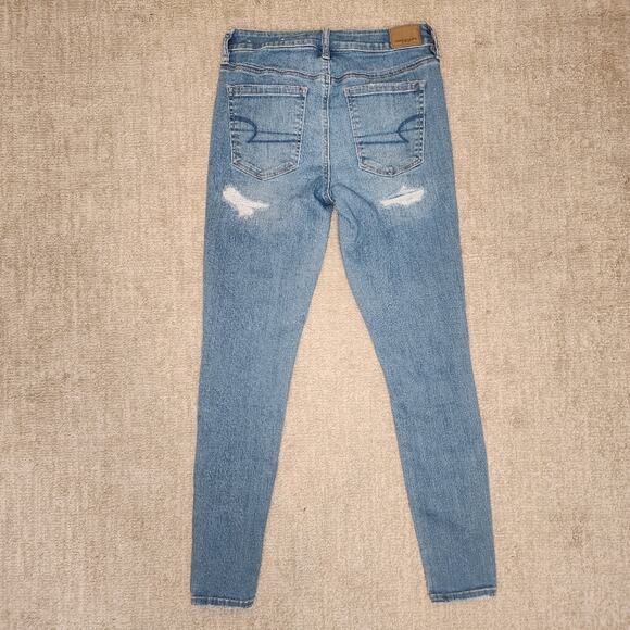 American Eagle Distressed Hi Rise Jeggings Size 4 Regular - Picture 6 of 7
